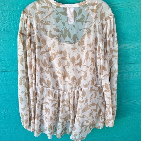 CABI “COUPLET” Y2K PEASANT EMPIRE WAIST SHEER 2 PIECE SET TAN CREAM SIZE MEDIUM - Picture 9 of 10